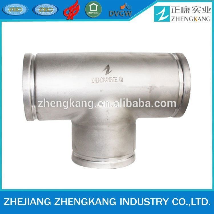 Equal Cross Stainless Steel Grooved Fittings Rustproof Zinc Plated Surface